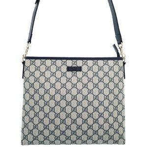 Gucci GG Plus Monogram Flat Messenger Crossbody Bag Brown